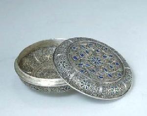 銀燒藍累絲圓盒 銀燒藍累絲圓盒