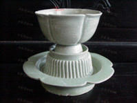 北宋湖田窯影青瓷酒台子連花口酒杯 北宋湖田窯影青瓷酒台子連花口酒杯