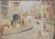 46年創作的寫意油畫《哈爾濱街景》
