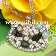 復古鑲鑽藍色蝴蝶結古銀色Hellokitty貓