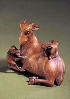 清竹根雕三羊鎮紙 清竹根雕三羊鎮紙