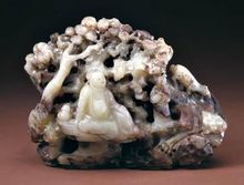 玉松陰聽泉圖山子 玉松陰聽泉圖山子