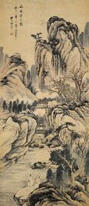 明陳鐸水閣讀書圖