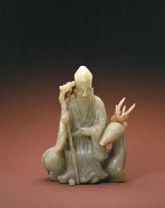 玉臥鹿壽星山子 玉臥鹿壽星山子