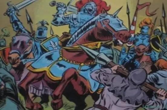 “金馬刺之戰”中佛蘭芒平民毆打法國騎士的專用破甲武器：刺槌