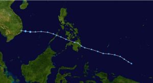 2013年第31號颱風楊柳路徑圖