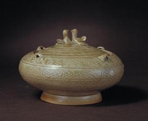 青釉四系鳥紐蓋缸