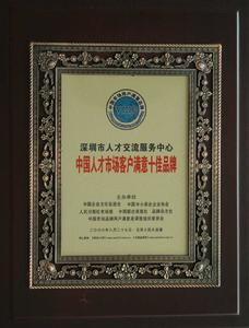中國人才市場客戶滿意十佳品牌
