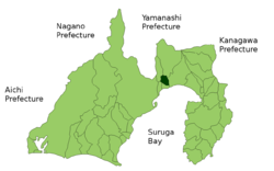 富士川町在日本靜岡縣的位置