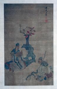 明陳洪綬聽吟圖軸 明陳洪綬聽吟圖軸