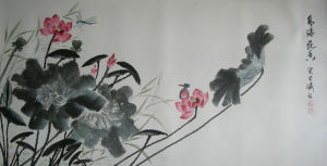 畫家張曦文《鳥語花香》1