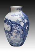 王祖京《松下對弈》瓷瓶