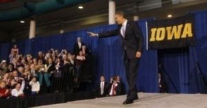 美國總統歐巴馬在愛荷華大學演講