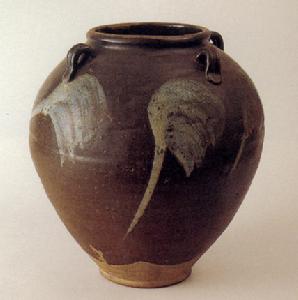 黑釉灑彩四系壺 黑釉灑彩四系壺