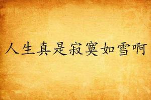 人生真是寂寞如雪啊 人生真是寂寞如雪啊
