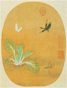 宋許迪扇面畫野蔬草蟲 宋許迪扇面畫野蔬草蟲