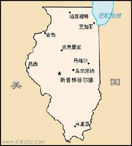 伊州首府斯普林、伊州芝加哥地理圖