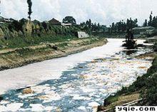 造紙工業廢水污染河水