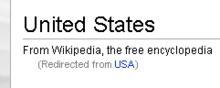 維基百科中搜尋“USA”的重定向