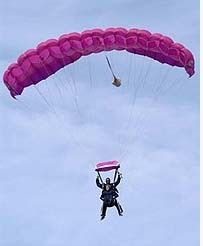 現代低空跳傘者採用衝壓翼傘，這種降落傘便於控制速度和方向。