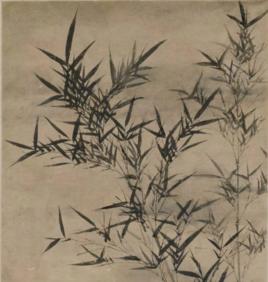 竹石圖[元代顧安創作立軸絹本墨筆畫]