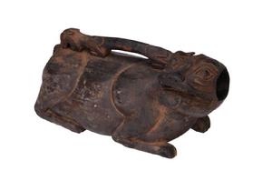 西漢黑漆木虎子 西漢黑漆木虎子