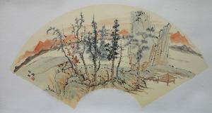 劉子默山水扇面——秋山暮色