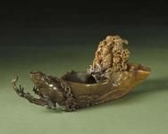 清尤通制犀角槎杯 清尤通制犀角槎杯