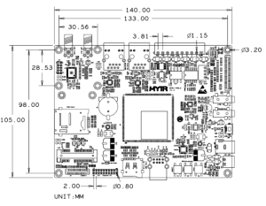 i.MX6UL開發板尺寸圖
