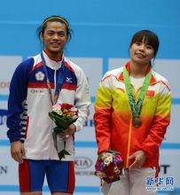 仁川亞運會舉重女子53公斤級頒獎合影
