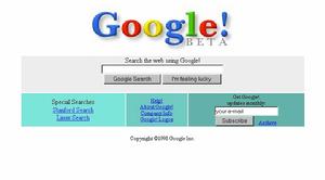 1998年 當時Google 的頁面設計。