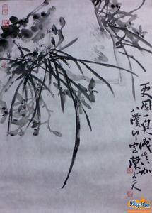 最長的那片垂葉如鐵一般的堅實而犀利，這，就是以書入畫的具體顯現。