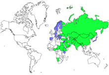 綠：原生種分布；紫：迷鳥分布