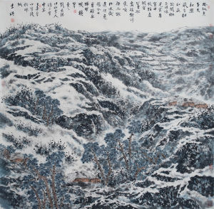 02《雪霽圖》紙本水墨 2015年，125×129