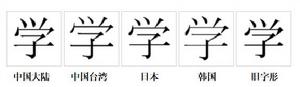 “學”字的字形對比