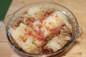 火腿蒸白菜心 火腿蒸白菜心