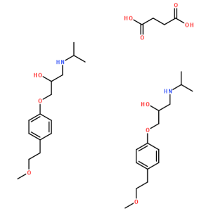 琥珀酸美托洛爾彩色分子結構圖