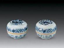 元 青花花卉印盒