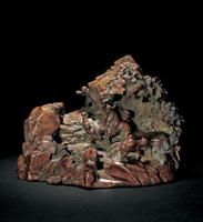 黃楊木雕山水人物山子