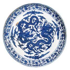 明嘉靖青花龍紋大盤 明嘉靖青花龍紋大盤