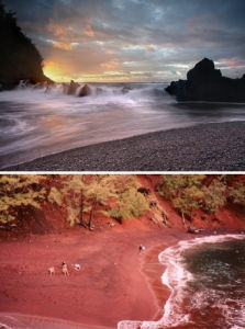 夏威夷哈納紅沙海灘