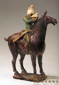 唐絞胎釉陶狩獵騎馬俑 唐絞胎釉陶狩獵騎馬俑
