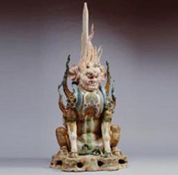 唐三彩加藍人面鎮墓獸 唐三彩加藍人面鎮墓獸