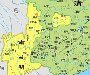 1658年清軍占據四川大部