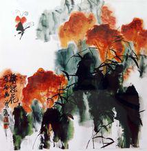 雞冠花-譚翃晶國畫作品