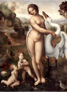 麗達和天鵝[達.芬奇於1506年創作的裝飾畫]