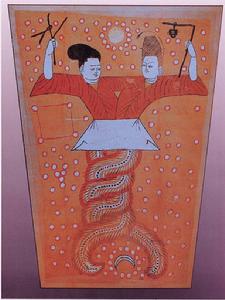 古墓中出土的女媧、伏羲絹像