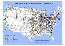 美國主要公鐵聯運樞紐站分布圖