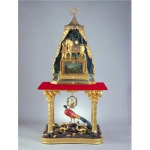 清銅鍍金雉雞山石騎士牽馬表 清銅鍍金雉雞山石騎士牽馬表