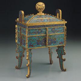 清乾隆掐絲琺瑯獸面紋方鼎 清乾隆掐絲琺瑯獸面紋方鼎